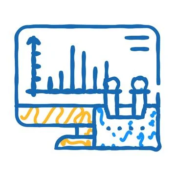 Computer analysis of vaccine icon doodle illustration Stock Illustration