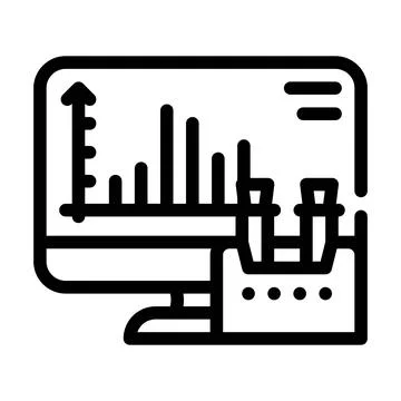 Computer analysis of vaccine line icon vector illustration Illustrazione stock