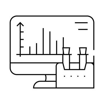 Computer analysis of vaccine line icon vector illustration 스톡 일러스트
