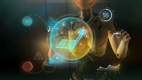 The computer analyzes an array of social media data. 動画素材 154362103