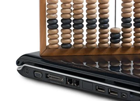 Computer and abacus Stock Photos
