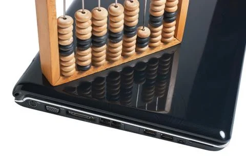 Computer and abacus Stockfoto's
