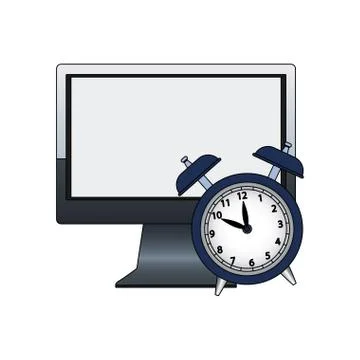 Computer and alarm clock icon Stock Illustration