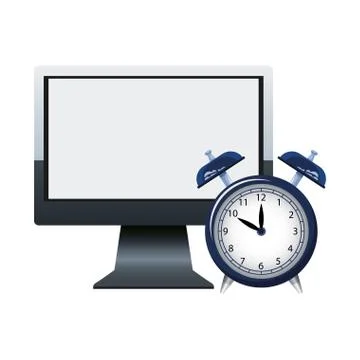 Computer and alarm clock icon, colorful design Stock Illustration