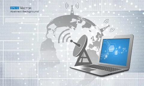 Computer and antens Stock Illustration