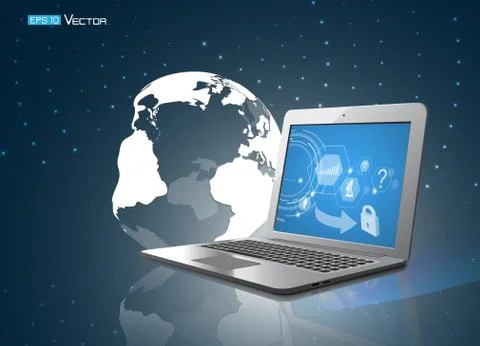 Computer and antens Stock Illustration