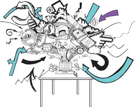 Computer and application doodle Stock Illustration