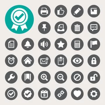 Computer and application interface  icon set Stock Illustration