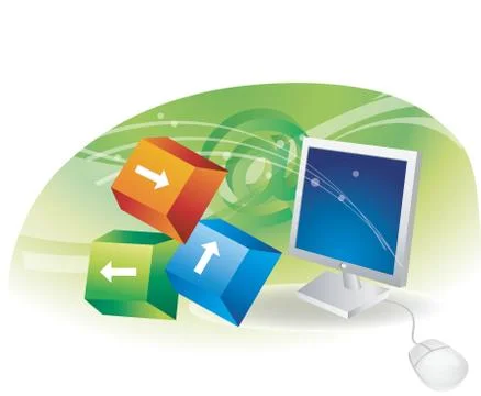 Computer and arrow keys Stock Illustration