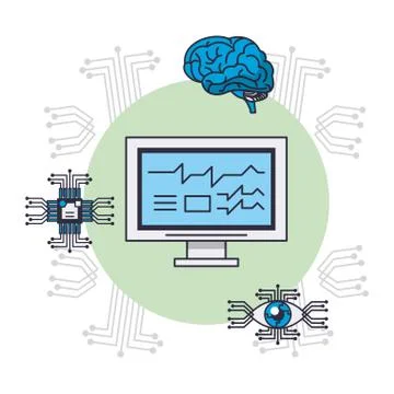 Computer and artificial intelligence 스톡 일러스트