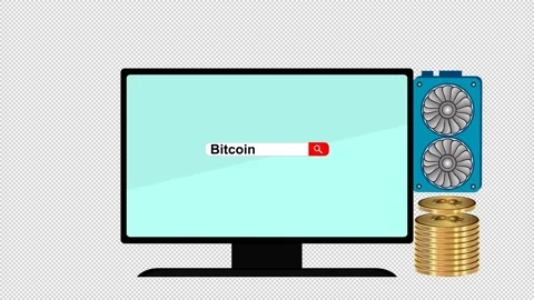 Computer and bitcoins. Animation on a transparent background. Stock Footage 157818827