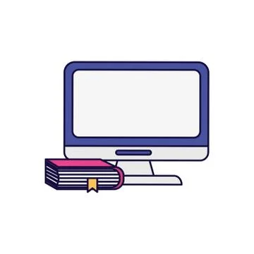 Computer and book education learning online Stock Illustration