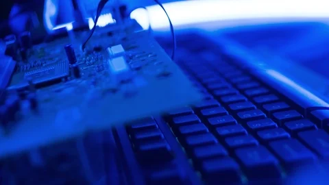 Computer and bug blue creative idea cyber security Stock Footage 96090421