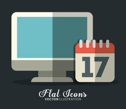 Computer and calendar icon. Office Instrument design. Vector gra Stockillustratie