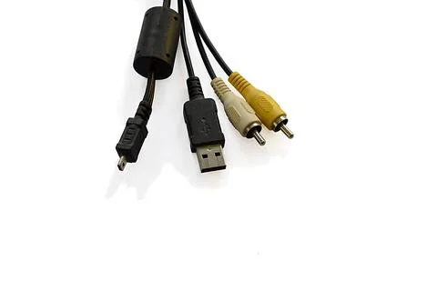 Computer and camera cable for input and output Stock Photos