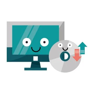 Computer and CD rom software vector illustration 스톡 일러스트