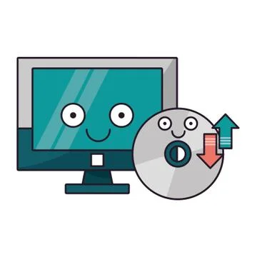 Computer and CD rom software vector illustration 스톡 일러스트