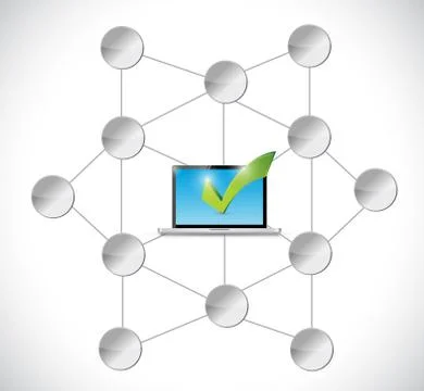 Computer and check mark diagram illustration Stock Illustration
