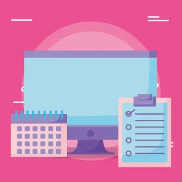 Computer and checklist design Stock Illustration