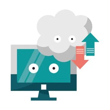 Computer and cloud computing technology vector illustration Stock Illustration