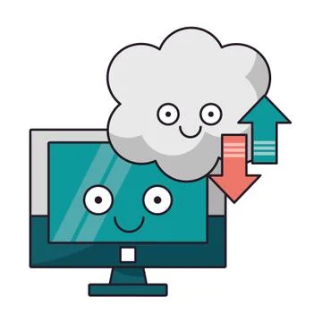 Computer and cloud computing technology vector illustration Stock Illustration