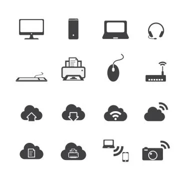 Computer and cloud icons 스톡 일러스트