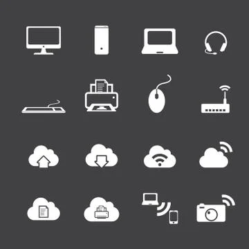 Computer and cloud icons Illustrazione stock