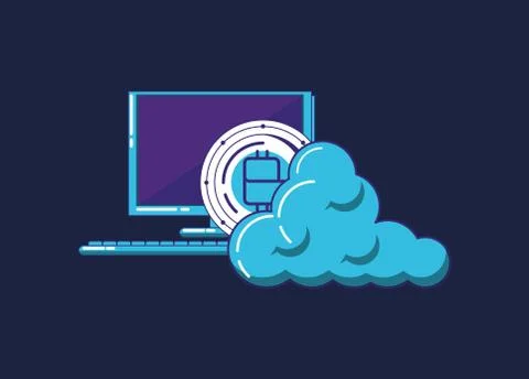 Computer and cloud storage icon Stock Illustration