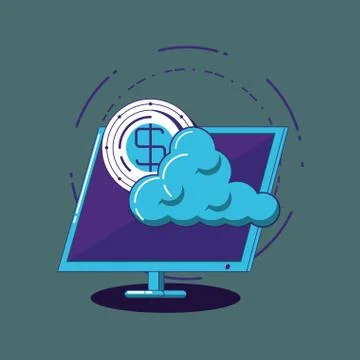 Computer and cloud storage Illustrazione stock