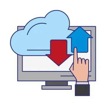 Computer and cloud transfer sign Stock Illustration