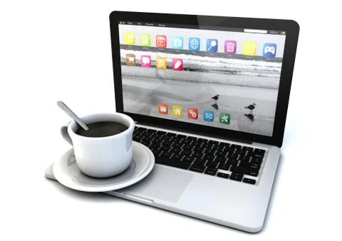 Computer and coffee Stock Illustration
