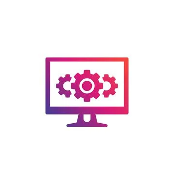 Computer and cogwheels icon 库存插图
