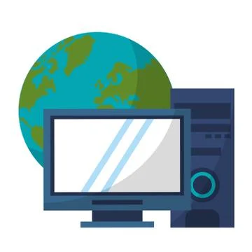 Computer and cpu internet connection Illustrazione stock