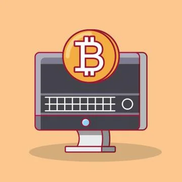 Computer and cryptocurrency design Stock Illustration