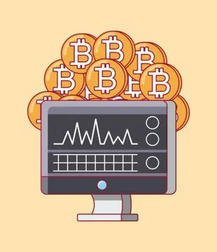 Computer and cryptocurrency design 스톡 일러스트