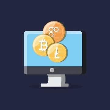 Computer and cryptocurrency design Illustrazione stock