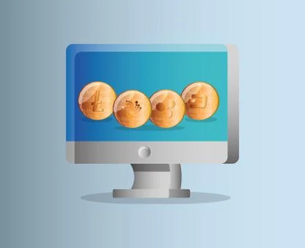 Computer and cryptocurrency design イラスト素材