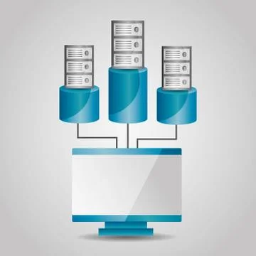 Computer and data base server sharing communication 스톡 일러스트