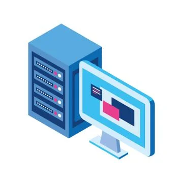 Computer and data server center icon Stock Illustration