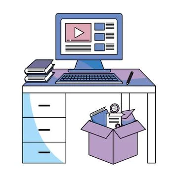 Computer and desk イラスト素材