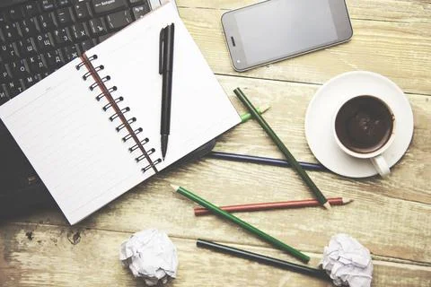 Computer and different  supplies Stock Photos