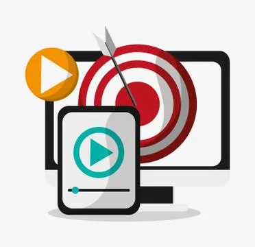 Computer and digital marketing design 스톡 일러스트