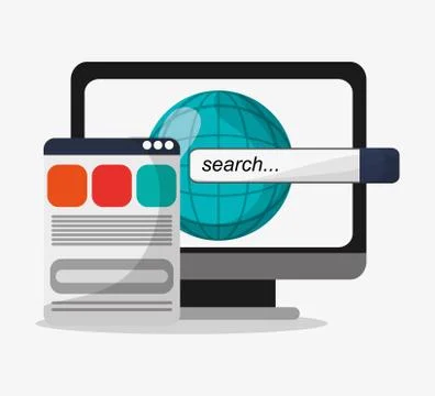Computer and digital marketing design イラスト素材