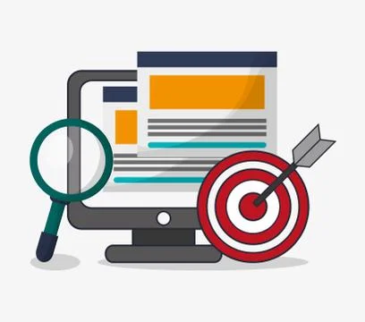 Computer and digital marketing design イラスト素材