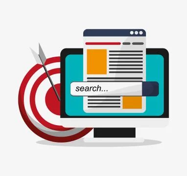 Computer and digital marketing design Illustrazione stock