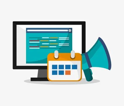 Computer and digital marketing design Illustrazione stock