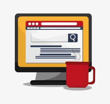 Computer and digital marketing design Illustrazione stock