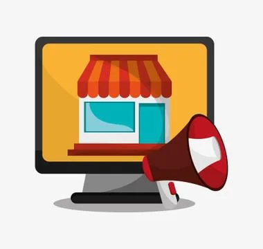 Computer and digital marketing design Stockillustratie
