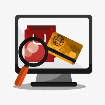 Computer and digital marketing design Illustrazione stock