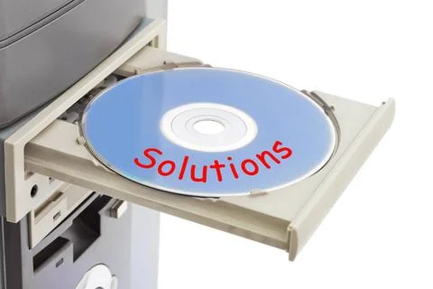 Computer and disk Solutions Computer and disk Solutions isolated on white ... Stock Photos